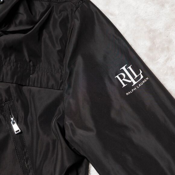 Ralph Lauren Black Silver Windbreaker Light Jacket Hoodie Womens Size M - Picture 5 of 15